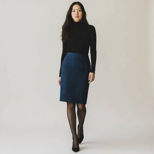 Lafayette 148 New York Navy Checkered Pencil Skirt